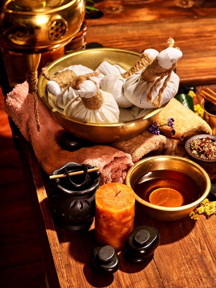 Ayurvedic spa massage still life